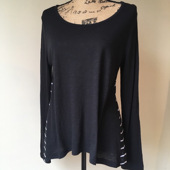 Ana Black Scoop-neck with Stripe sides and back PL - Picture 3 of 7